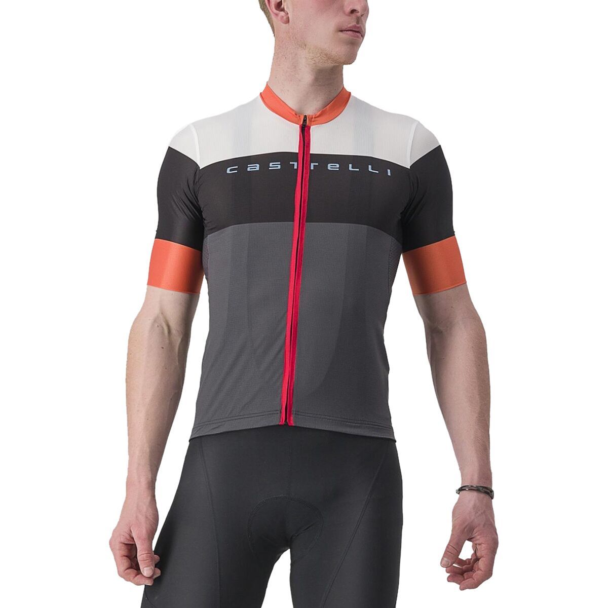 Castelli Sezione Jersey - Men's Dark Gray/Black-Scarlet Ibis, 3XL