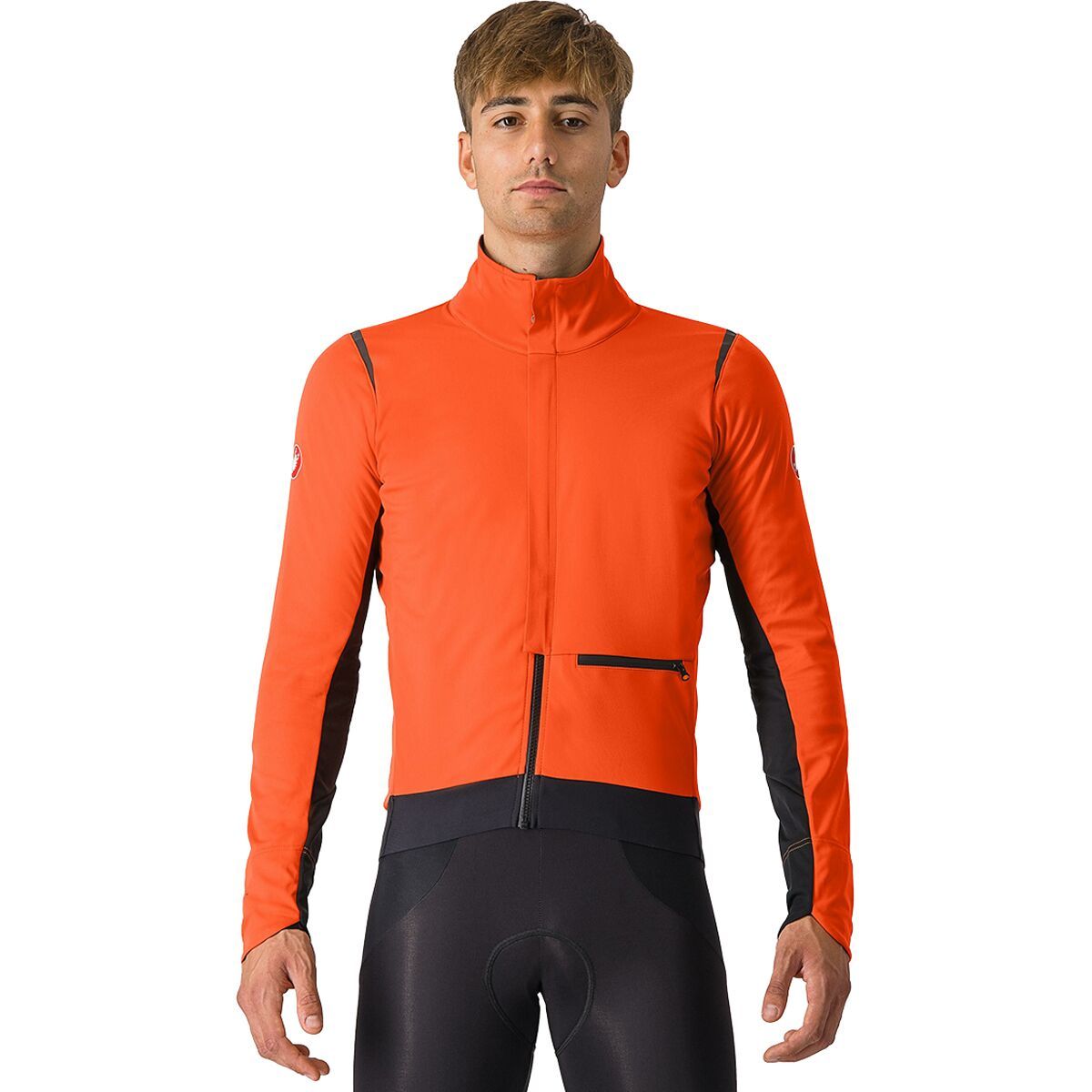 Image of Castelli Alpha Doppio RoS Jacket - Men's Brilliant Orange/Black Reflex/Black, XL