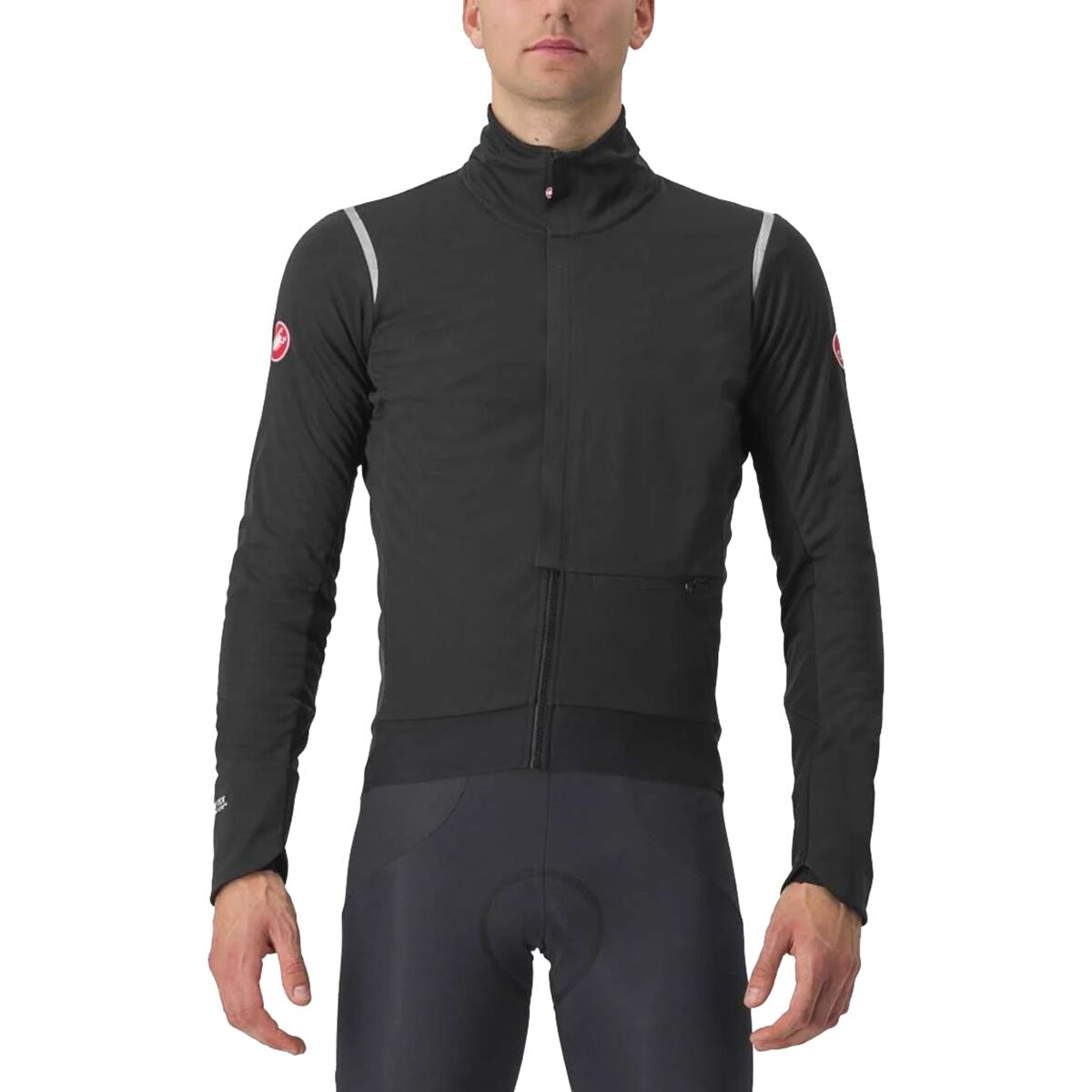 Pre-owned Castelli Alpha Doppio Ros Jacket - Men's In Light Black/silver Reflex/dark Gray