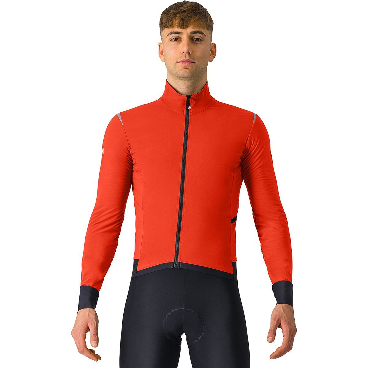 Image of Castelli Alpha Flight RoS Jacket - Men's Red Ochre/Black Reflex/Black, M