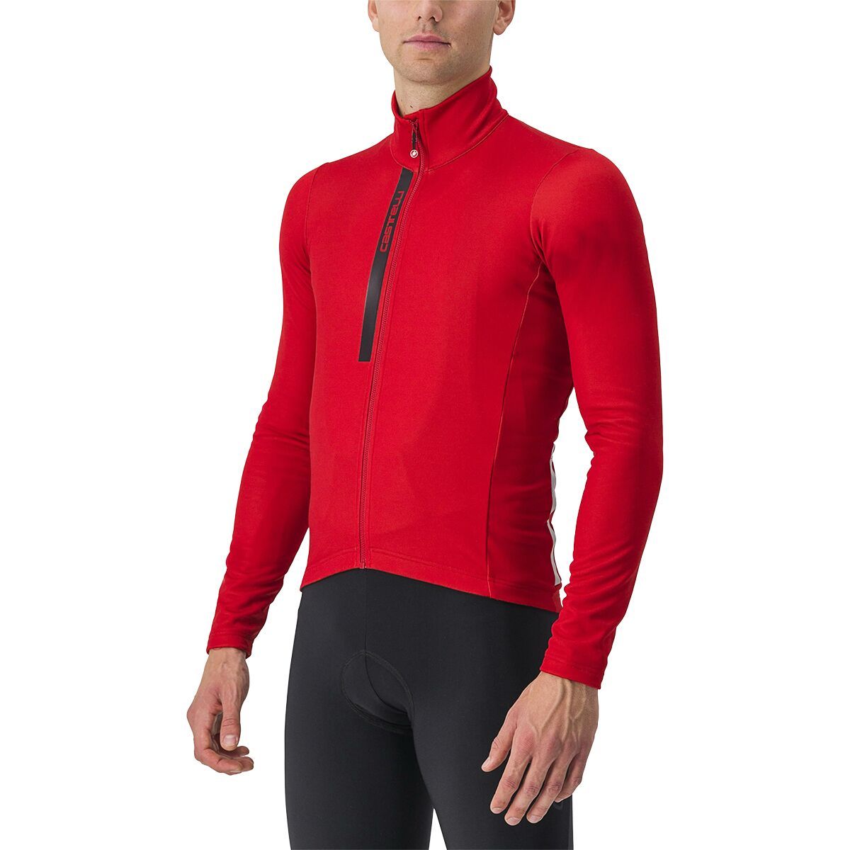 Image of Castelli Entrata Thermal Jersey - Men's Rich Red/Black, XL