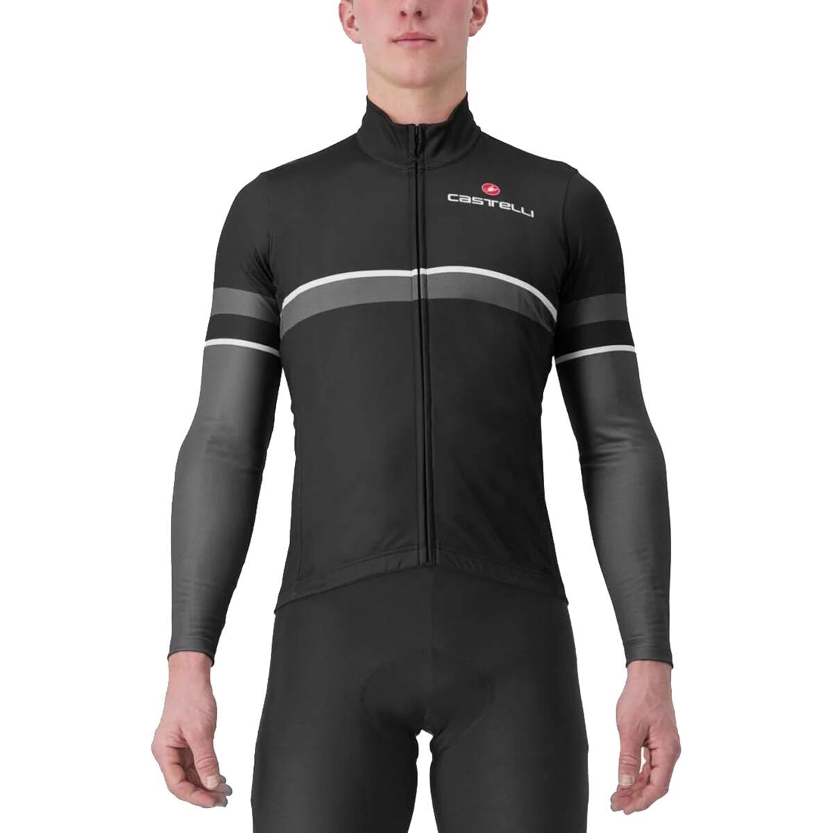Castelli Retta Long-Sleeve Jersey - Men's Black/Dark Gray, M