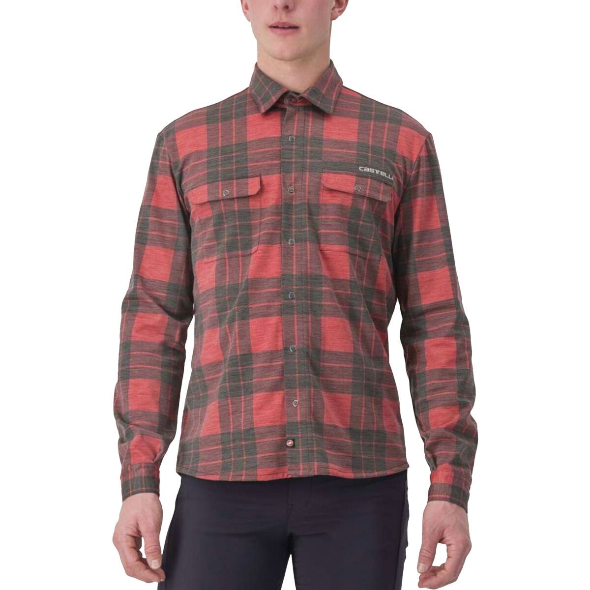 Castelli Unlimited Flannel Shirt - Men's Pompeian Red/Black, L