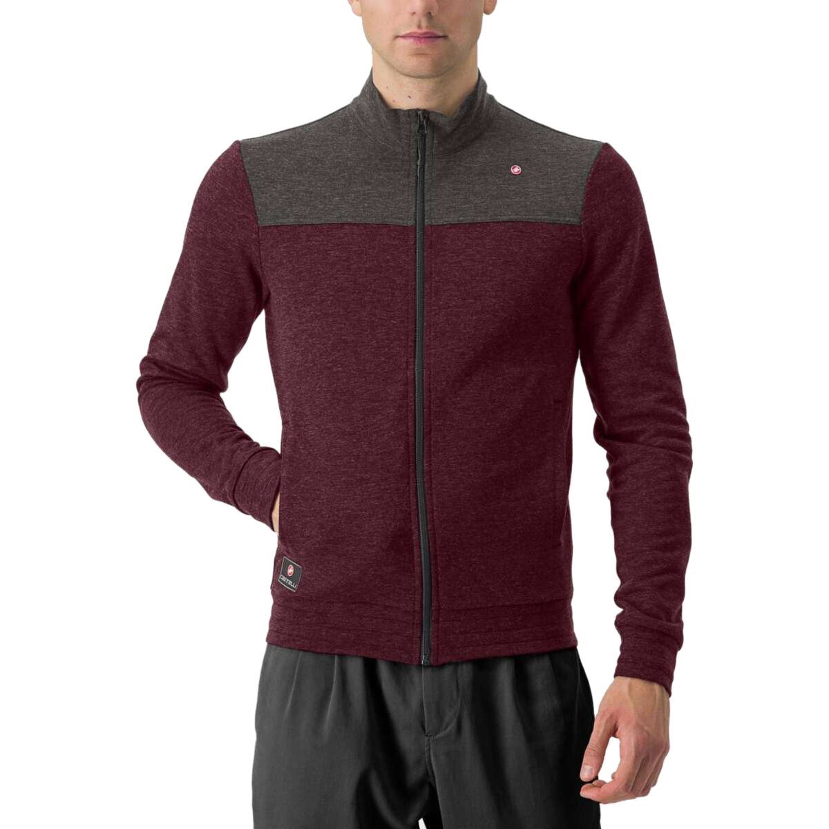 Castelli Vigorelli Track Jacket - Men's Deep Bordeaux/Nickel Gray, L