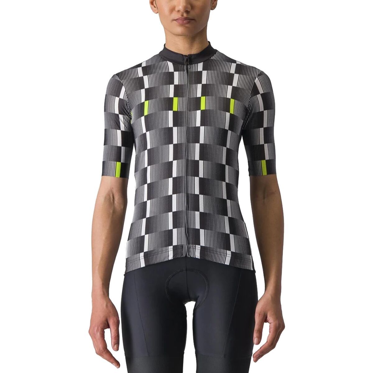 Castelli Dimensione Jersey - Women's Black/White-Electric Lime, S