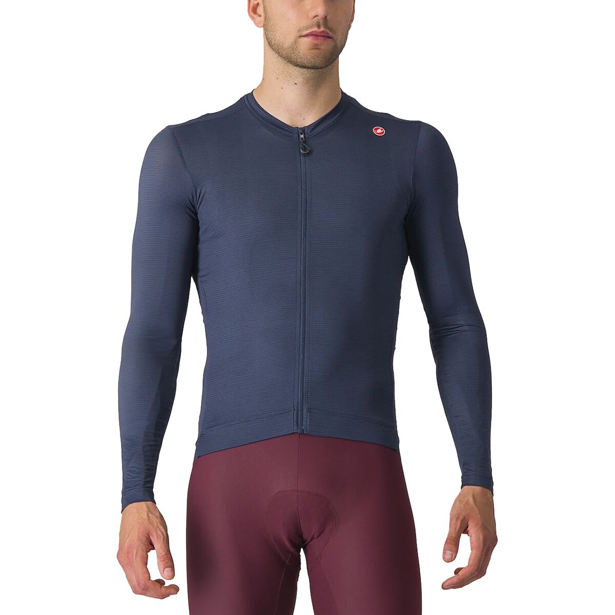 Image of Castelli Espresso Long-Sleeve Jersey - Men's Belgian Blue/Silver Moon, XXL