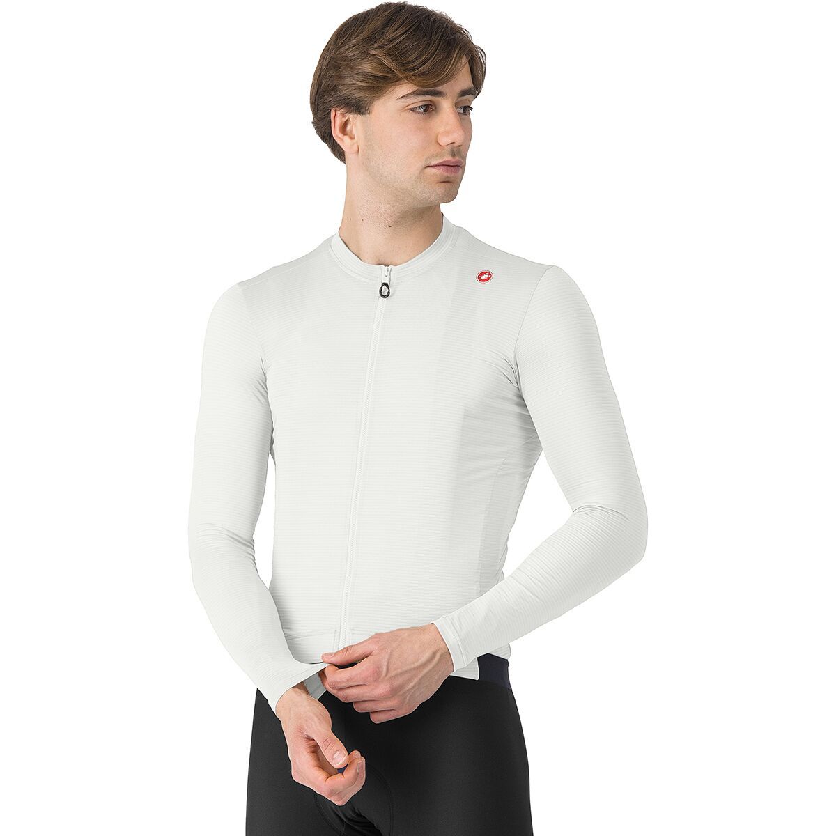 Image of Castelli Espresso Long-Sleeve Jersey - Men's Ivory/Dark Gray, XXL