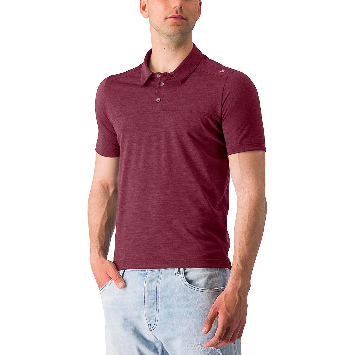 Image of Castelli Merino Polo - Men's Bordeaux, L