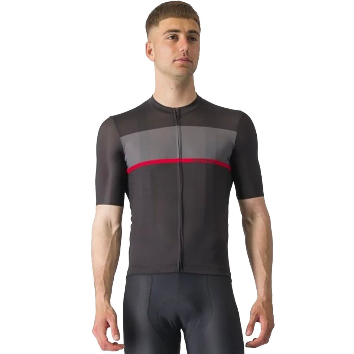Castelli Tradizione Jersey - Men's Light Black/Dark Gray-Red, XXL