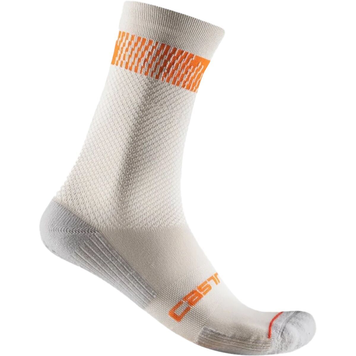 Image of Castelli Unlimited 18 Sock - Men's Silver Moon/Orange Rust, S/M