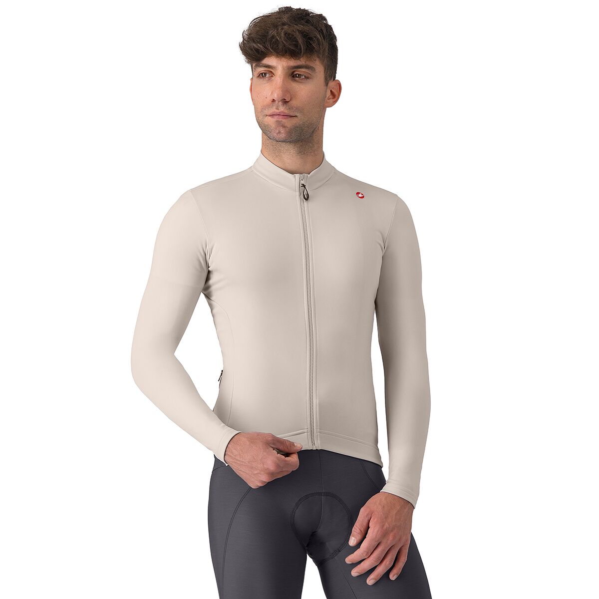 Image of Castelli Espresso Thermal Jersey - Men's Clay/Dark Gray, XXL