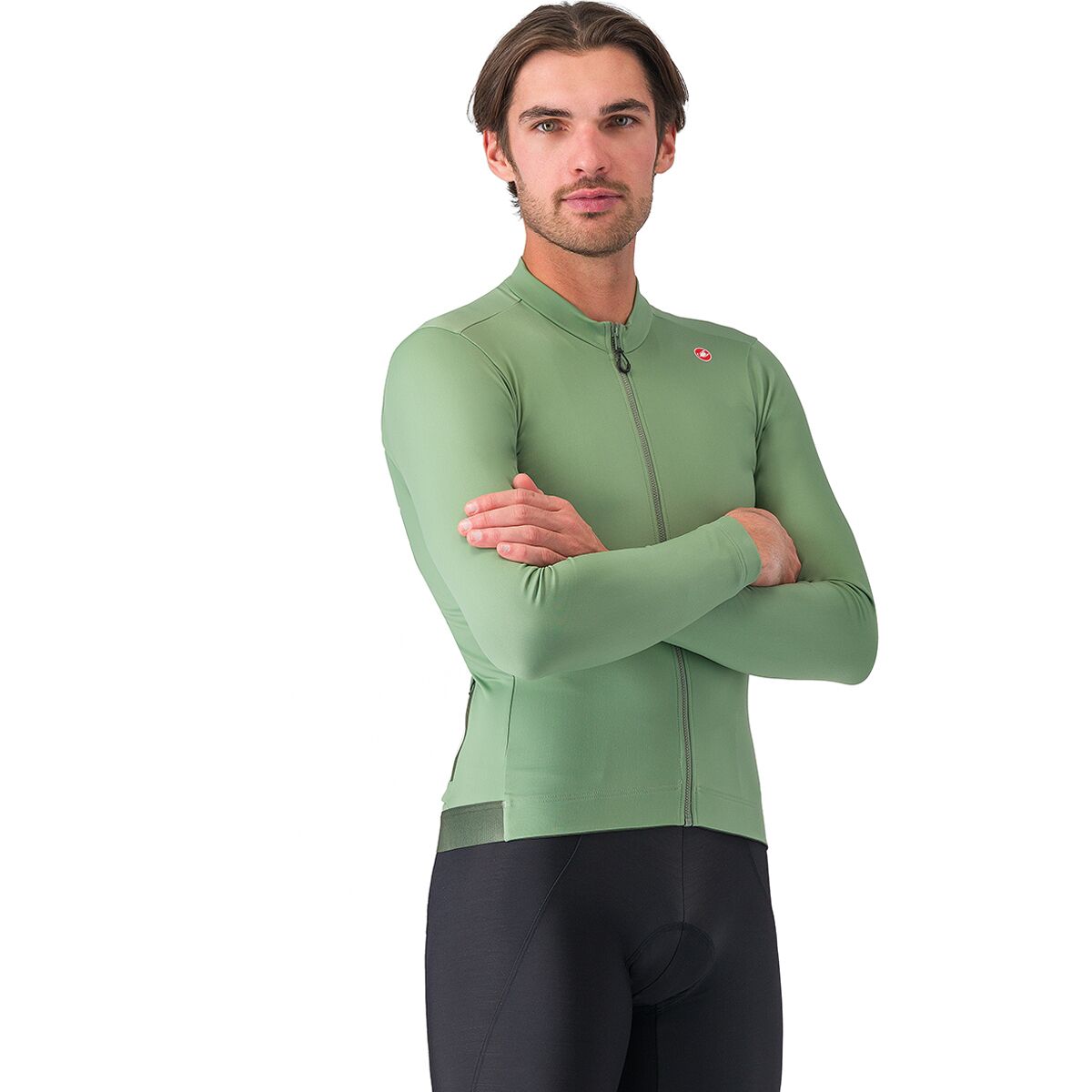 Image of Castelli Espresso Thermal Jersey - Men's Green Pepper/Deep Green, 3XL