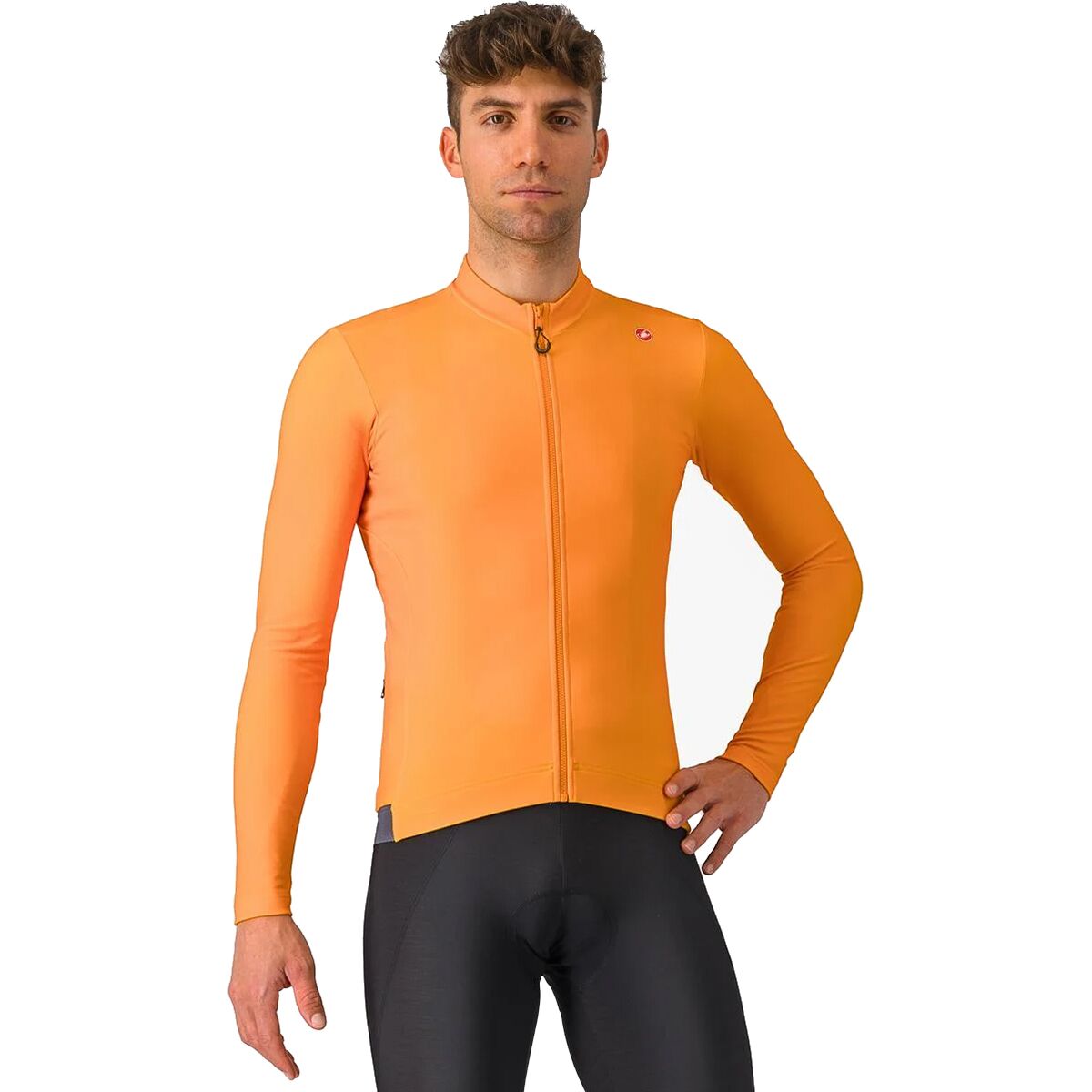 Image of Castelli Espresso Thermal Jersey - Men's Vivid Orange/Dark Gray, M