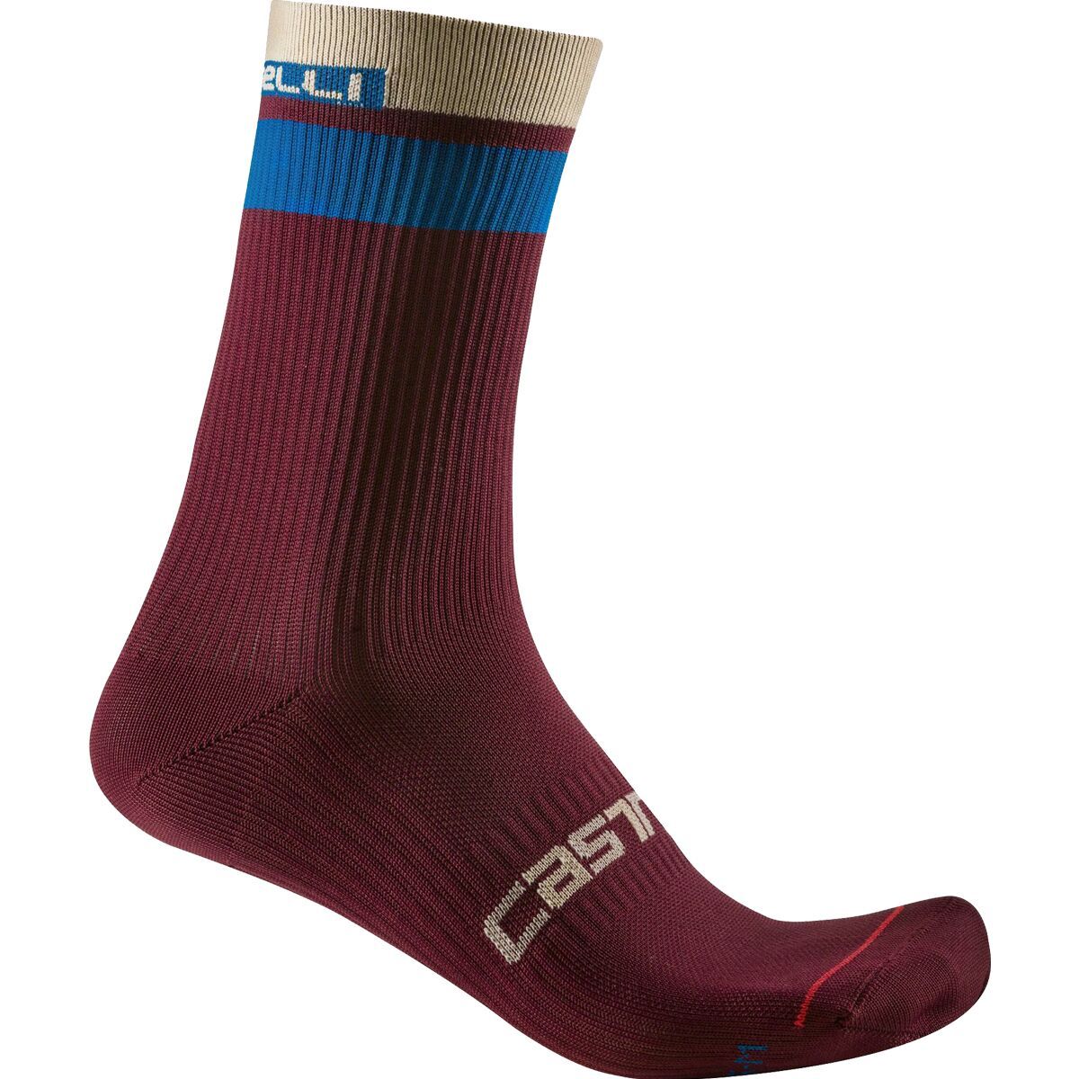 Castelli Gara Thermal 18 Sock Deep Bordeaux/Light Steel Blue/Ivory, S/M
