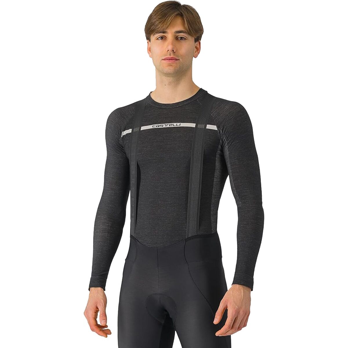 Image of Castelli Merino Seamless Long-Sleeve Baselayer - Men's Black, L/XL