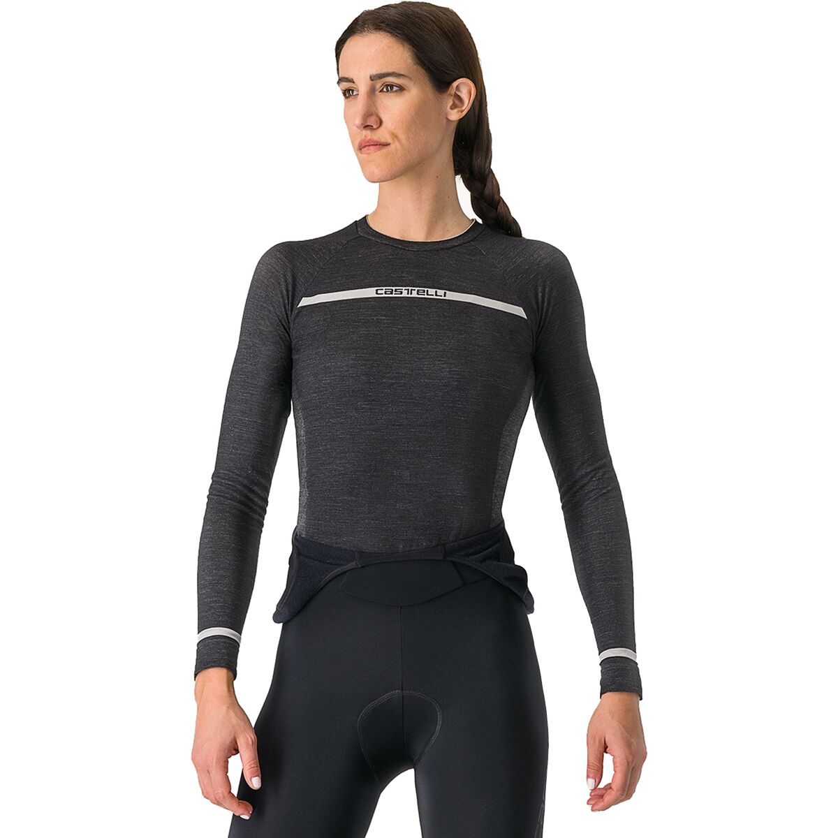 Image of Castelli Merino Seamless Long-Sleeve Baselayer - Women's Black, L/XL