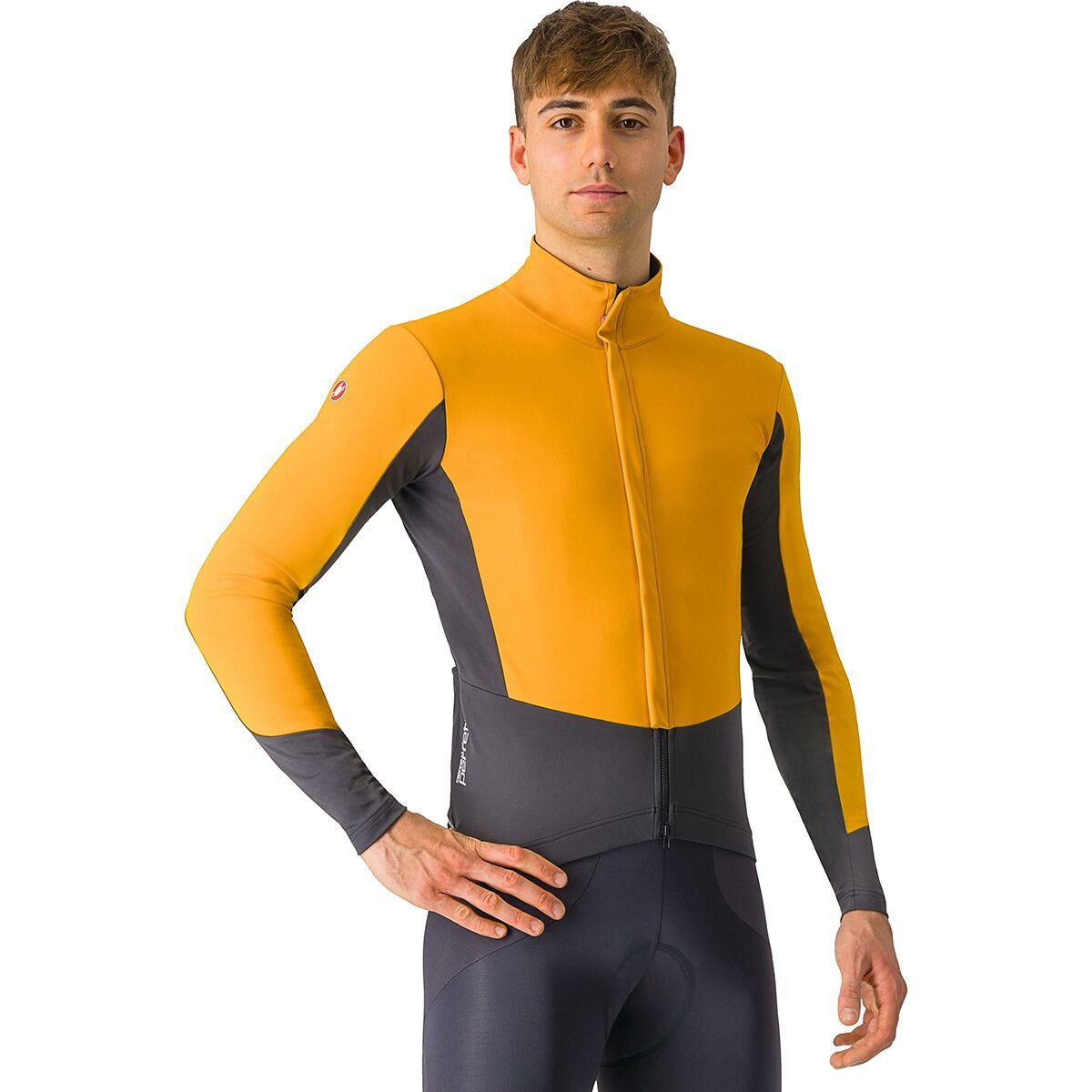 Image of Castelli Perfetto Air Jacket - Men's Vivid Orange/Dark Gray, M