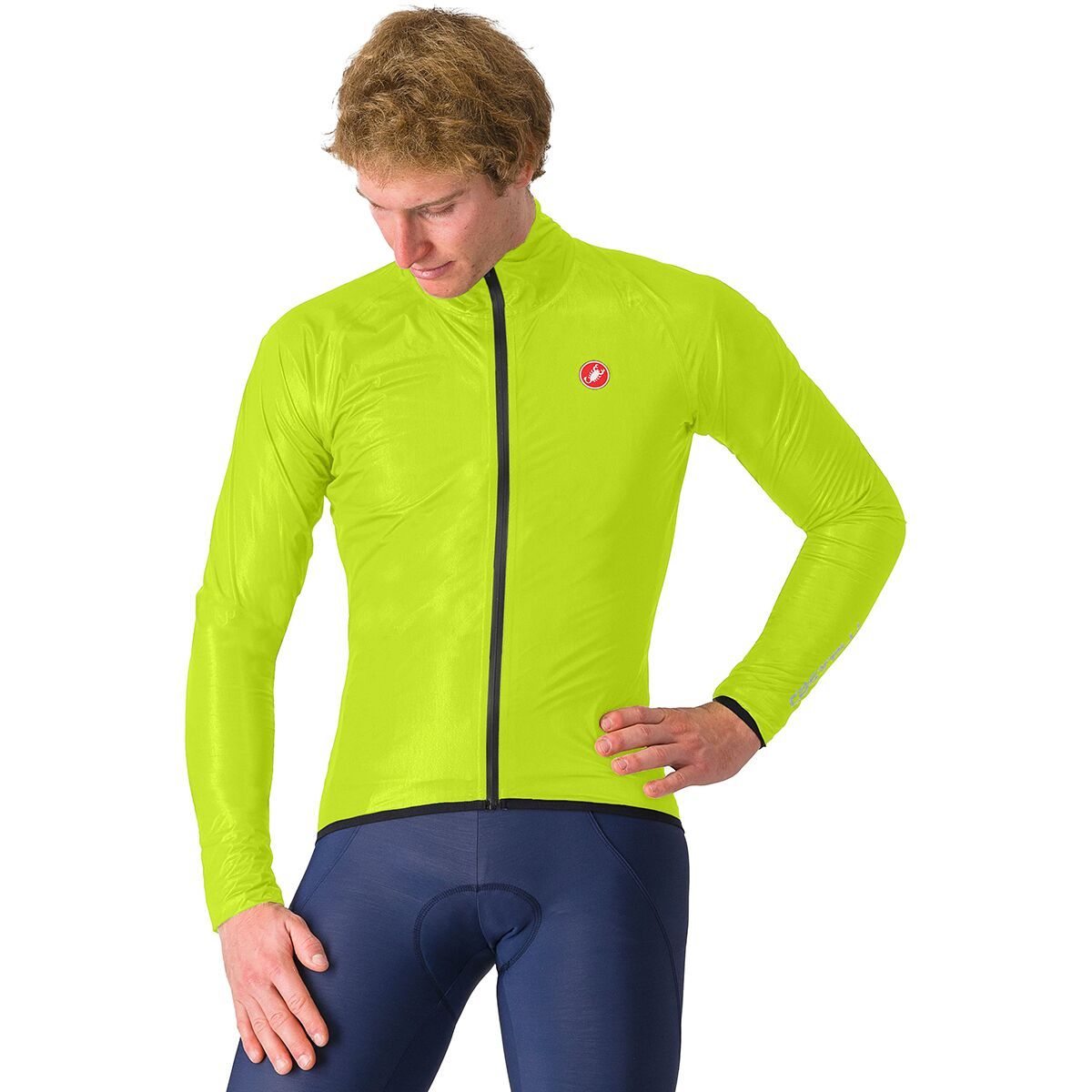 Image of Castelli Squall Shell Jacket - Men's Electric Lime/Black, L