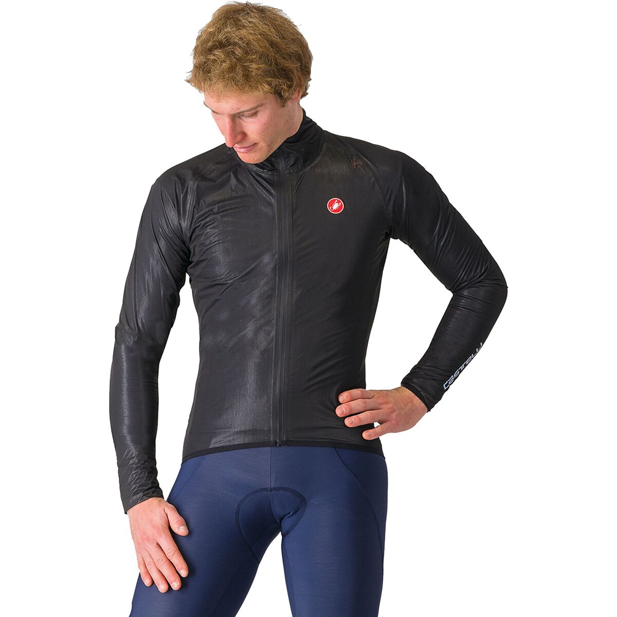 Image of Castelli Squall Shell Jacket - Men's Light Black/Silver Gray, S