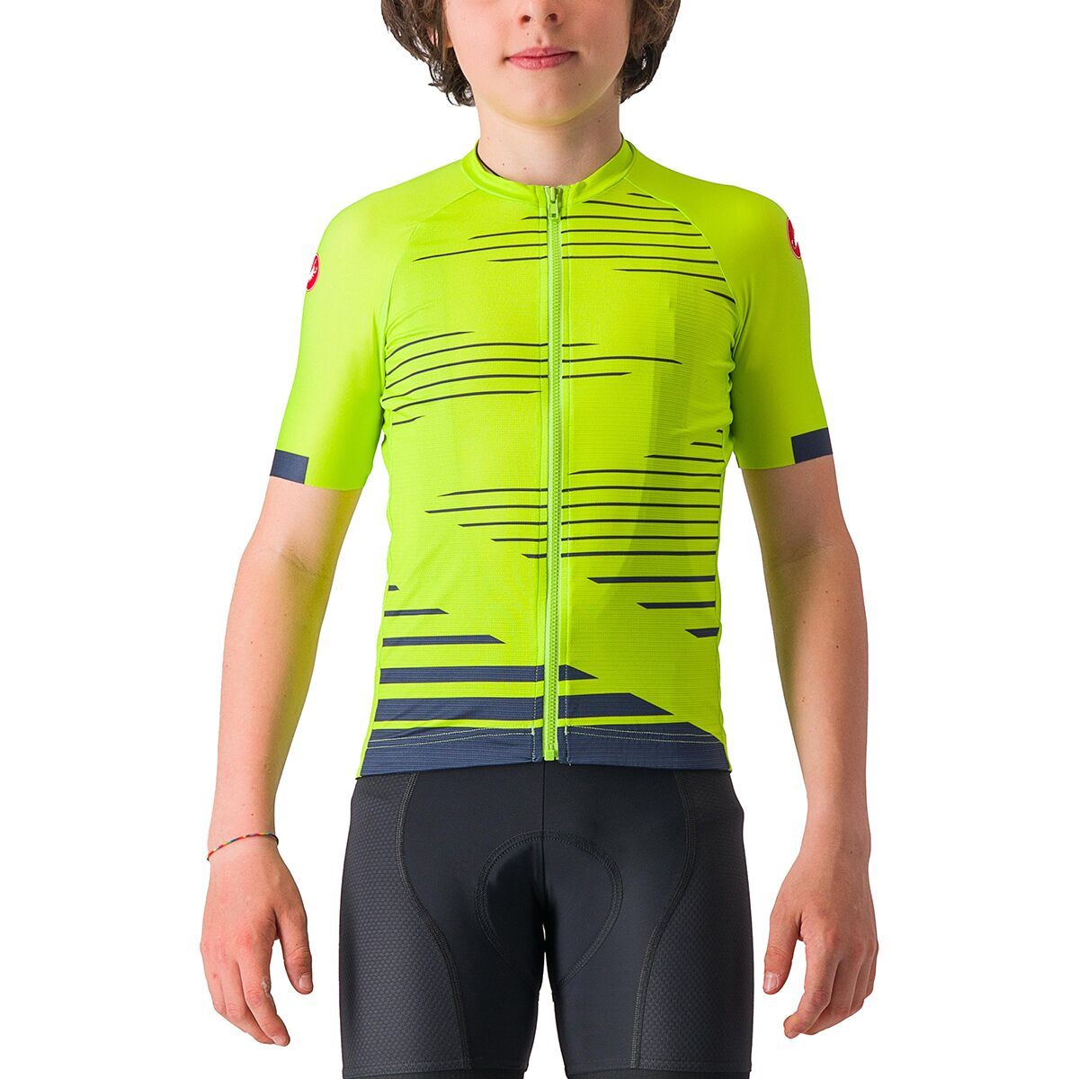 Castelli Aero Jersey - Kids' Electric Lime/Belgian Blue, 8