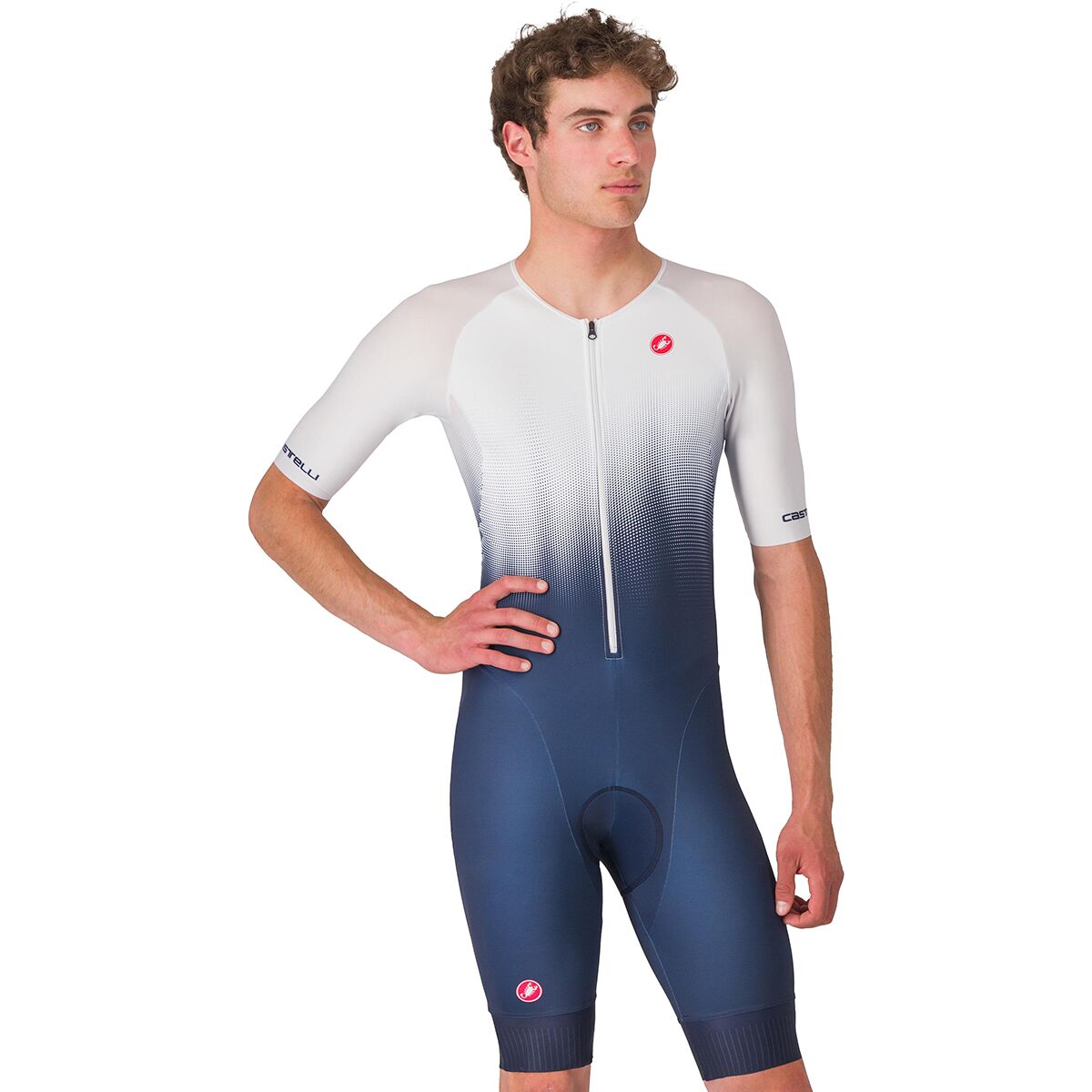 Image of Castelli Core Short-Sleeve Tri Suit - Men's Belgian Blue/White, XXL
