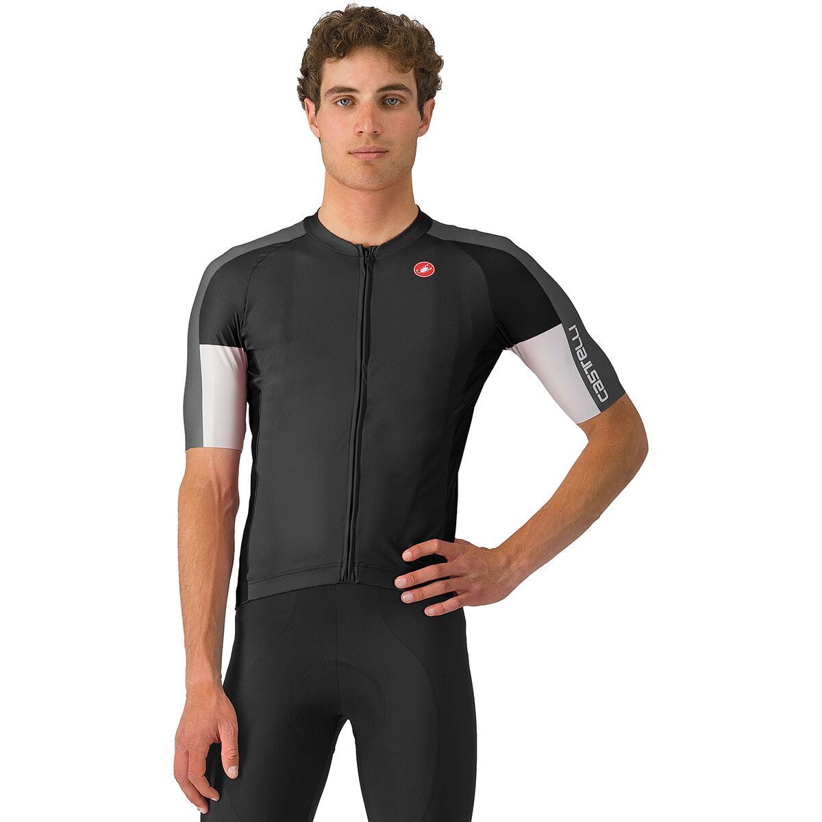 Image of Castelli Entrata 6 Short-Sleeve Jersey - Men's Light Black/Dark Gray/Smoky Gray, L