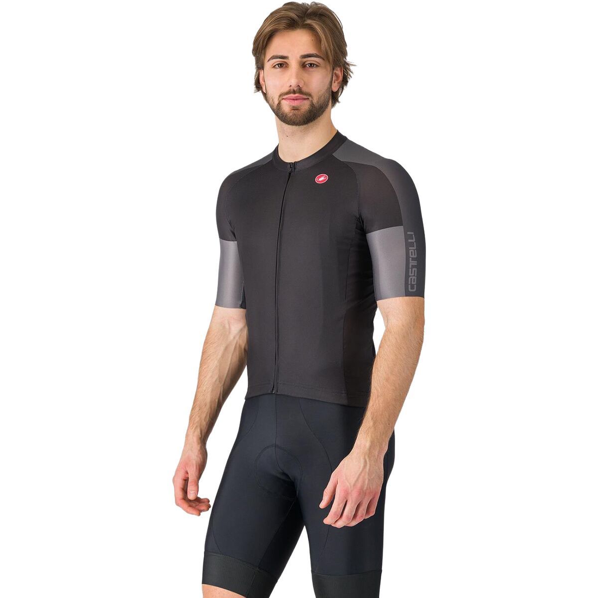Image of Castelli Entrata 6 Short-Sleeve Jersey - Men's Light Black/Dark Gray/Smoky Gray, 3XL