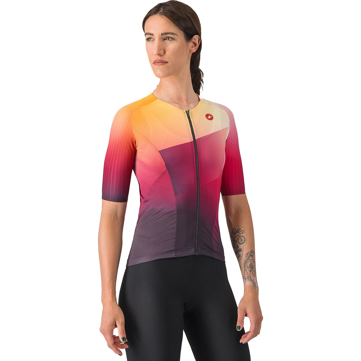 Image of Castelli Free Speed 3 Race Tri Top - Women's Dark Night Shade/Vivid Orange, S