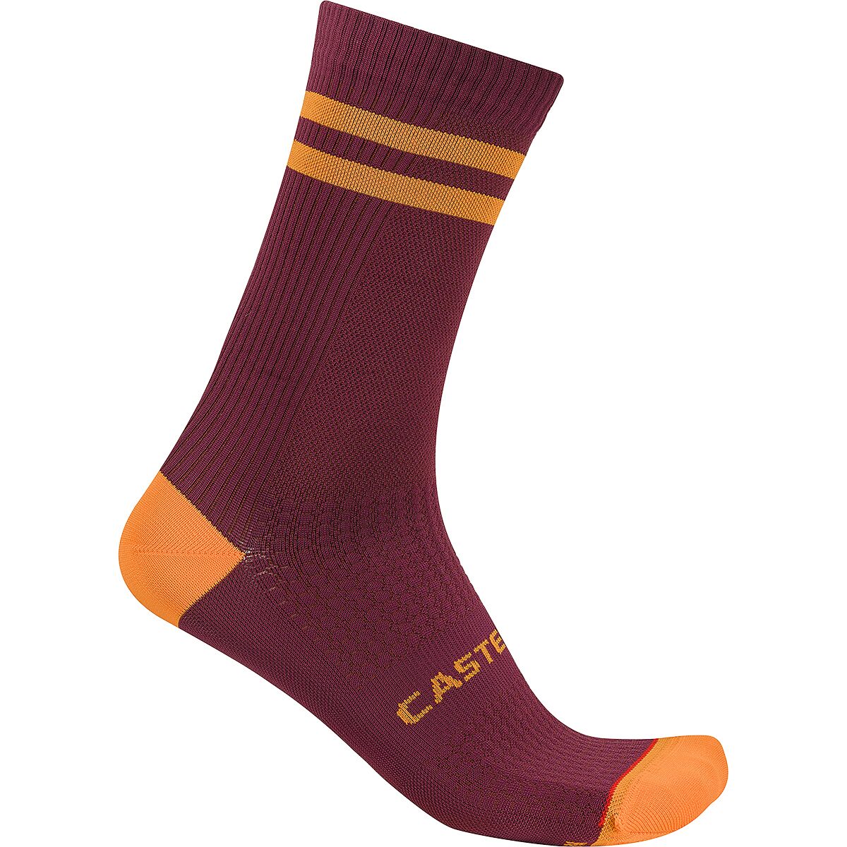 Image of Castelli Originale 18 Sock Deep Bordeaux/Vivid Orange, S/M