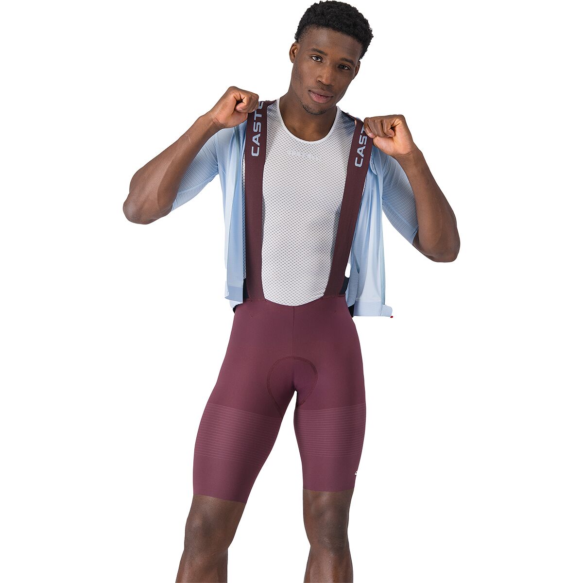 Image of Castelli Premio Evo Bib Short - Men's Deep Bordeaux/Winter Sky, XL