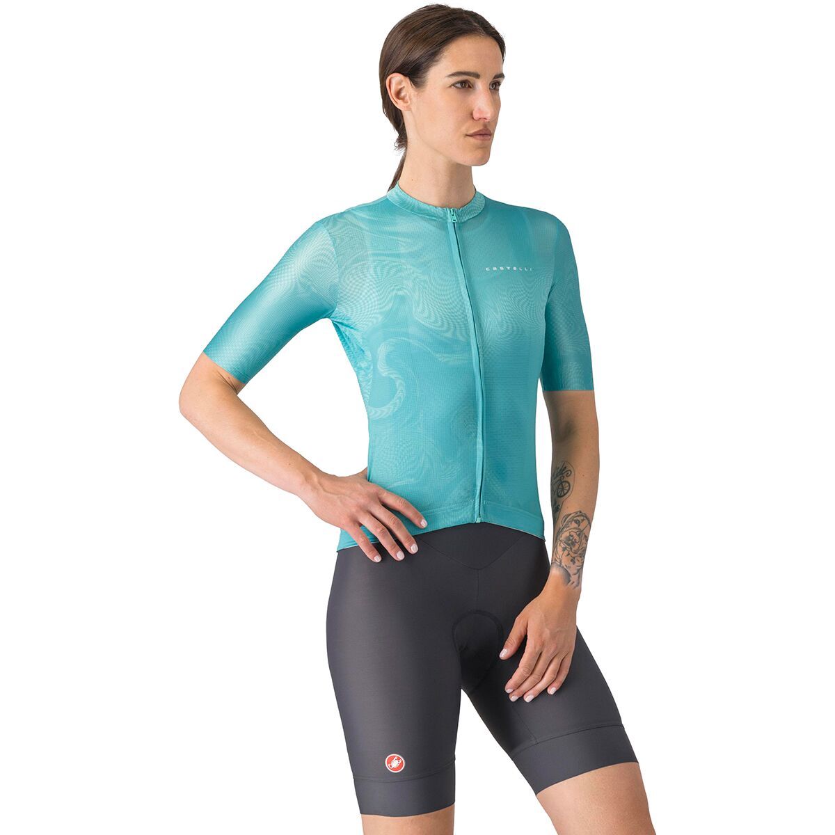 Image of Castelli Prima 2 DT Bib Short - Women's Dark Gray/Pool Blue, XL