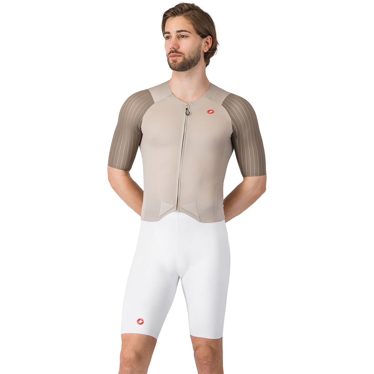 Image of Castelli Sanremo S Tri Speed Suit - Men's Clay/White, XL