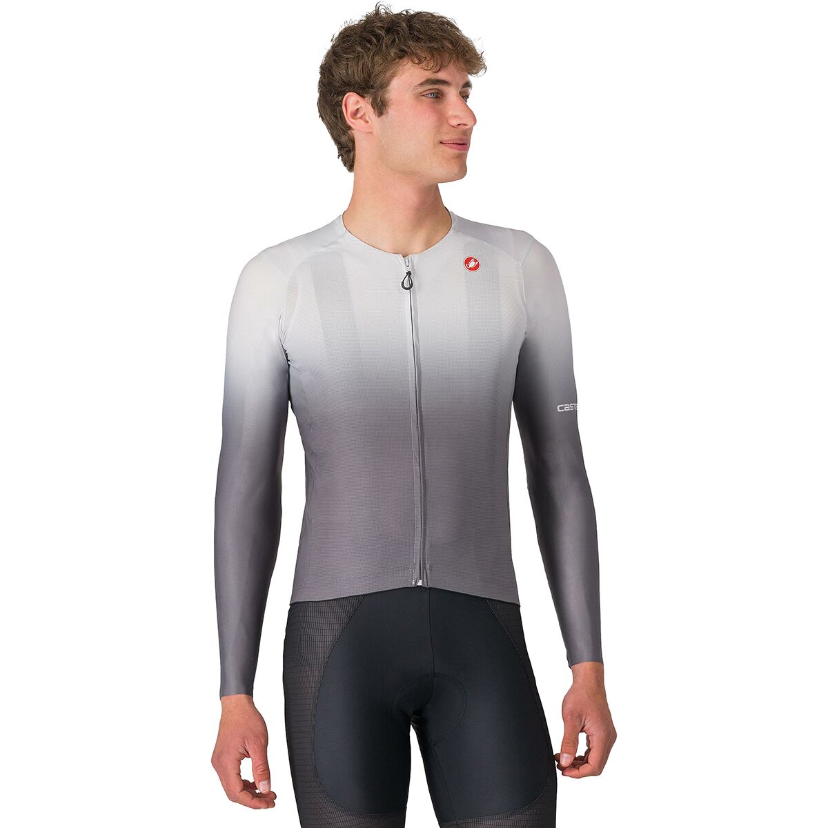 Image of Castelli UPF Long-Sleeve Jersey - Men's Silver Gray, XL