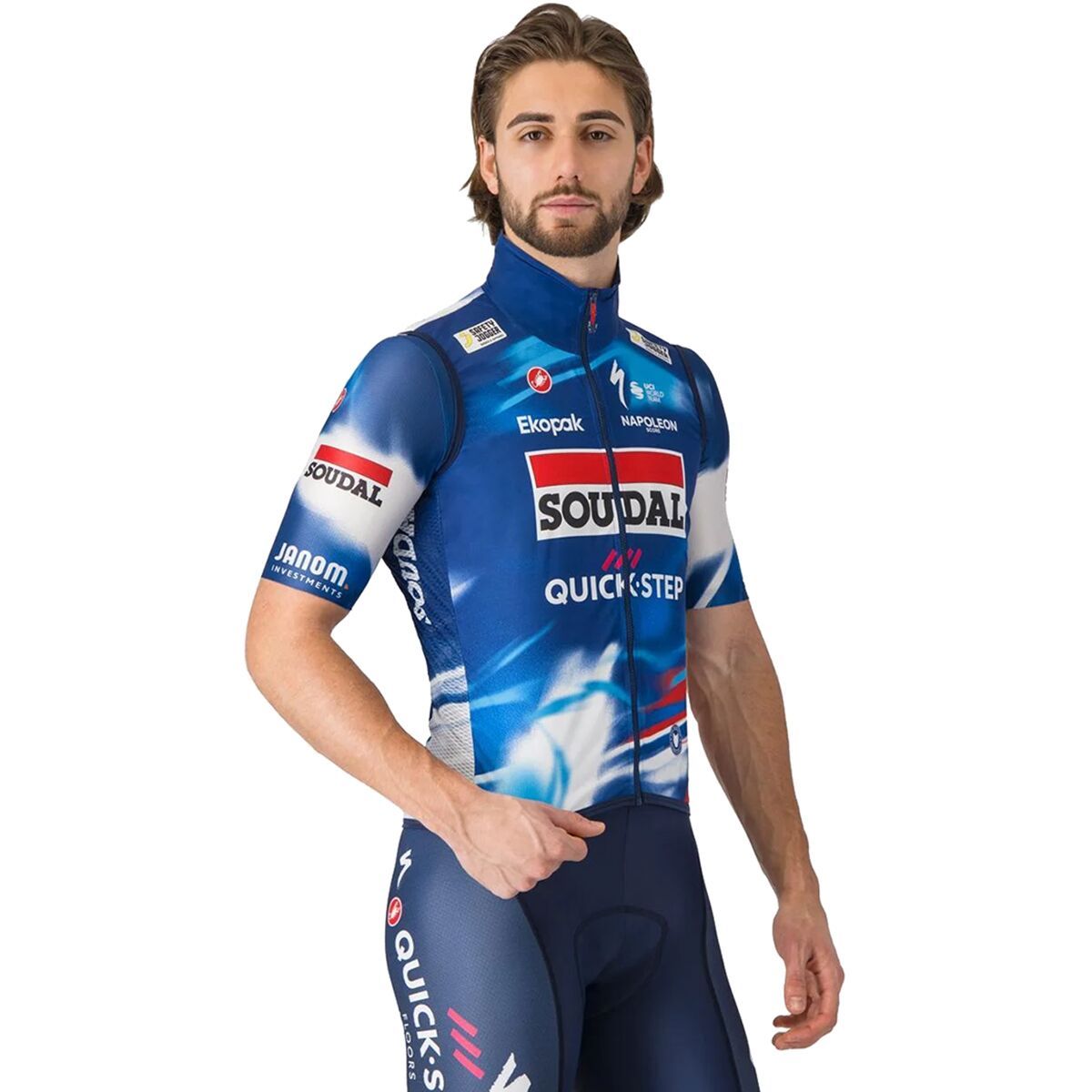 Image of Castelli Soudal/Quick-Step Pro Light Wind Vest - Men's Blue/Red, XXL