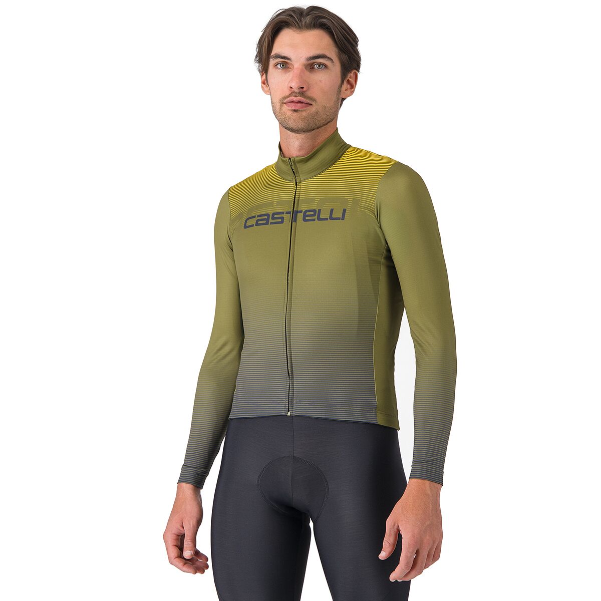 Image of Castelli Apice Thermal Jersey - Men's Sage/Twilight Blue/Mango Mojito, 3XL