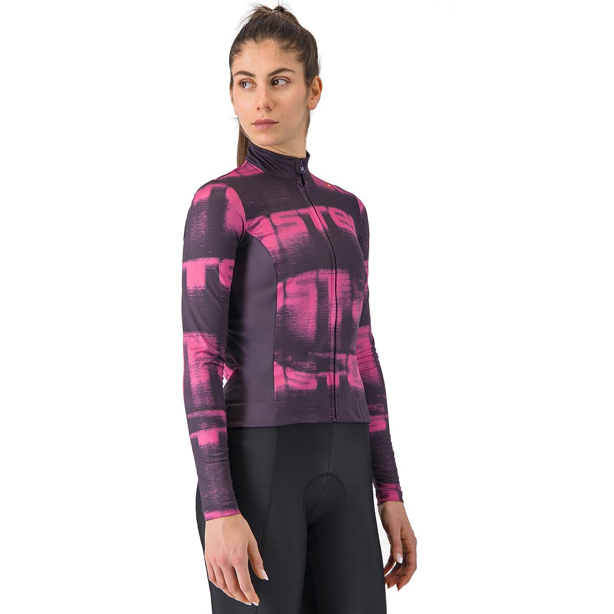 Image of Castelli Blur Thermal Jersey - Women's Dark Night Shade/Violet Pink, L