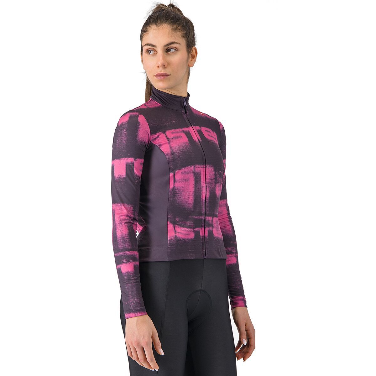 Image of Castelli Blur Thermal Jersey - Women's Dark Night Shade/Violet Pink, S