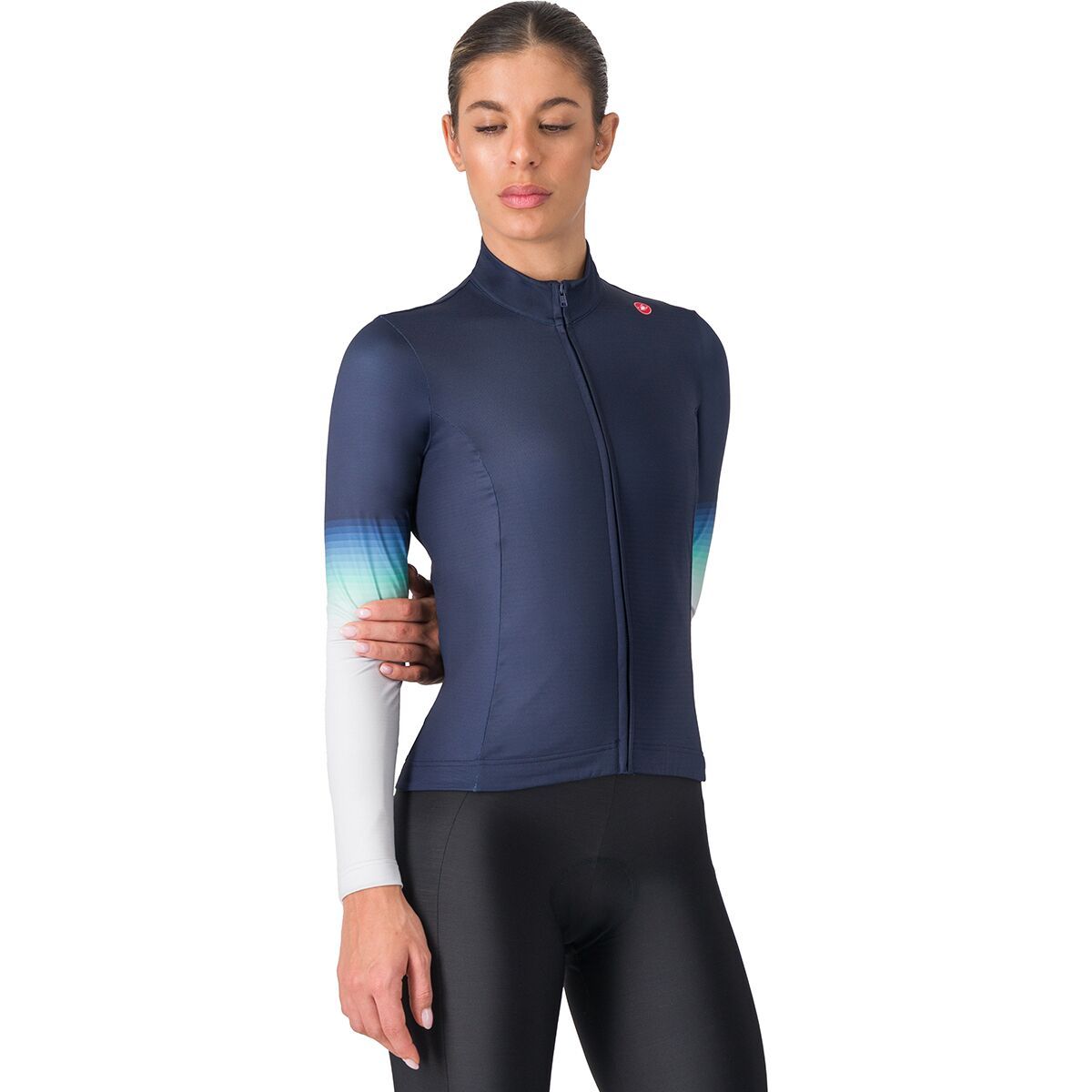 Image of Castelli Corso Thermal Jersey - Women's Belgian Blue/Silver Gray/Pool Blue, L