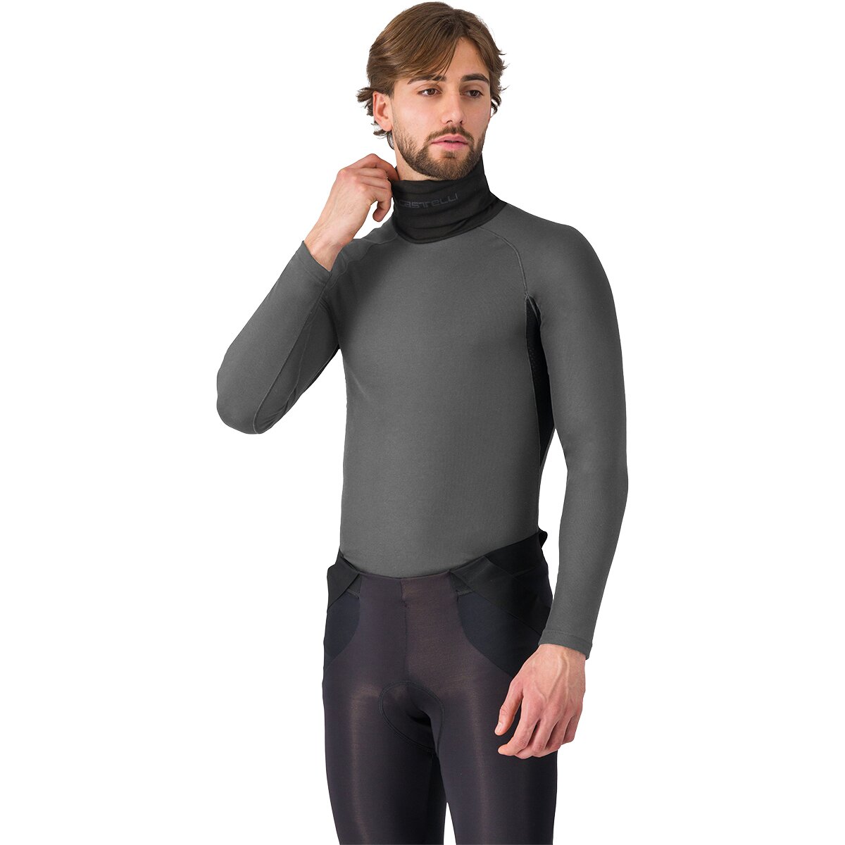 Image of Castelli Flanders 2 High Neck Warmer Long-Sleeve Baselayer - Men’s Gray, S