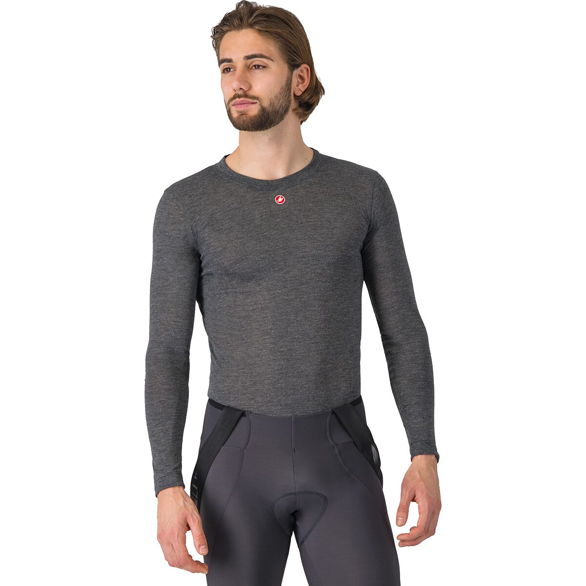 Image of Castelli Medio Base Layer Long-Sleeve Top - Men's Melange Gray, M
