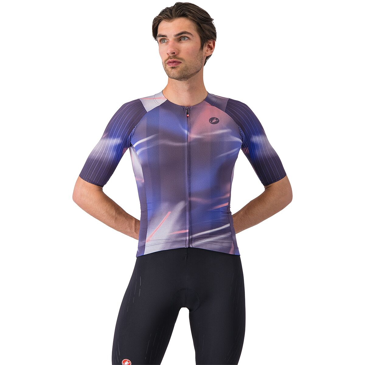 Image of Castelli Aero Race 8S Jersey - Men's Night Shade/Rosa Giro, XXL