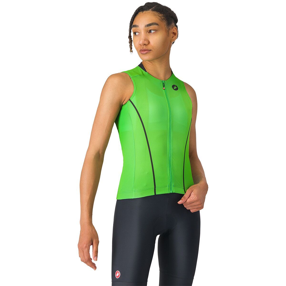 Image of Castelli Anima Flow Sleeveless Jersey - Women's Kelly Green/Black, XL