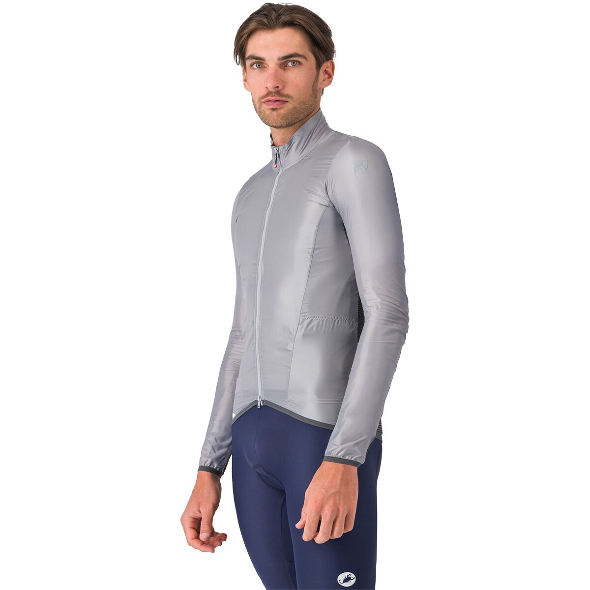 Image of Castelli Aria Shell 2 Jacket - Men's Silver Gray/Dark Gray, L