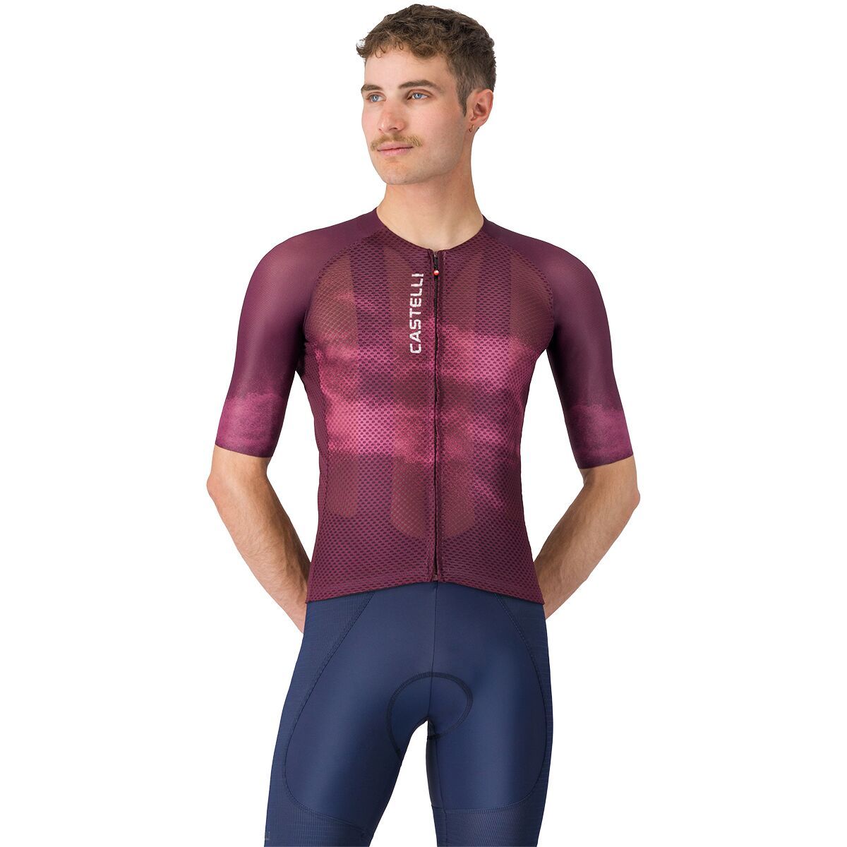 Image of Castelli Climber's A/C Short-Sleeve Jersey - Men's Deep Bordeaux/White, XXL