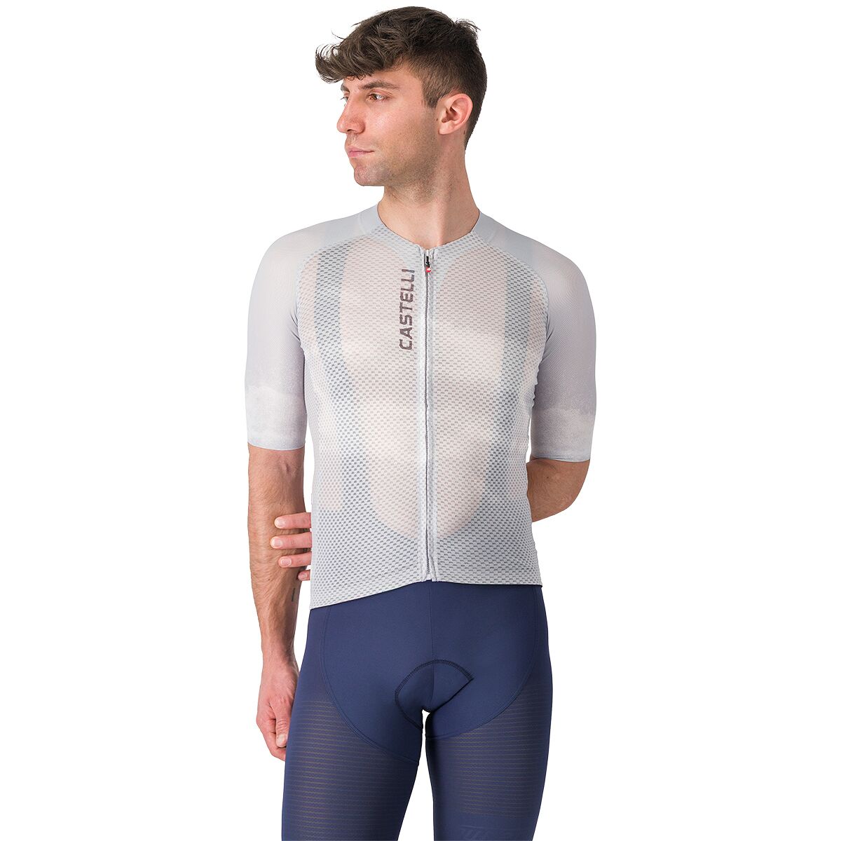 Image of Castelli Climber's A/C Short-Sleeve Jersey - Men's Silver Gray/Smoky Gray, XL