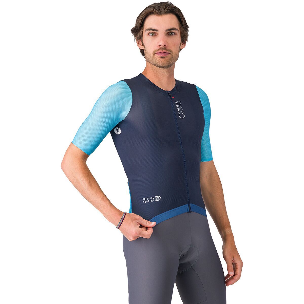 Image of Castelli Corretto Jersey - Men's Belgian Blue/Blue Fiamma-White, XXL