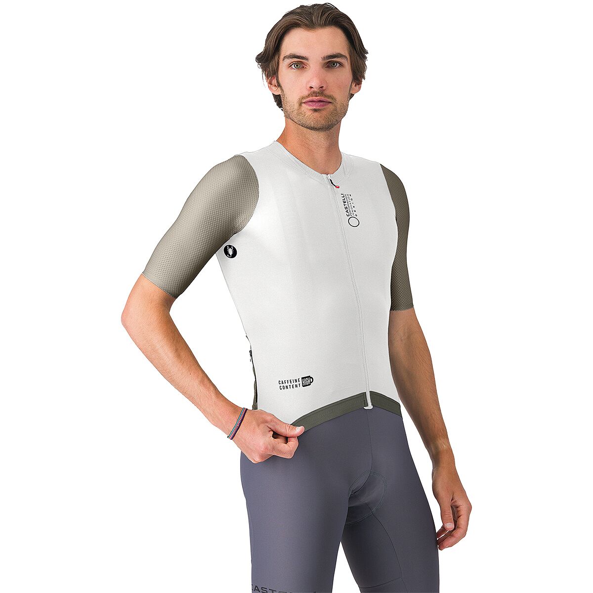 Image of Castelli Corretto Jersey - Men's Ivory/Clay-Black, XL