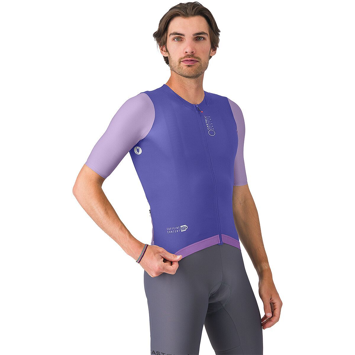 Image of Castelli Corretto Jersey - Men's Ultraviolet/Purple Mist-White, M
