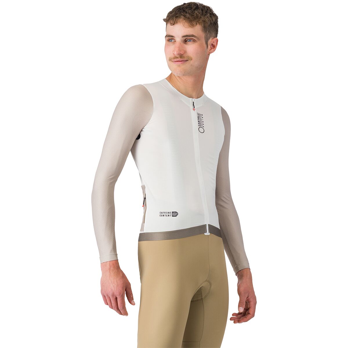 Image of Castelli Corretto Long-Sleeve Jersey - Men's Ivory/Clay-Black, XL
