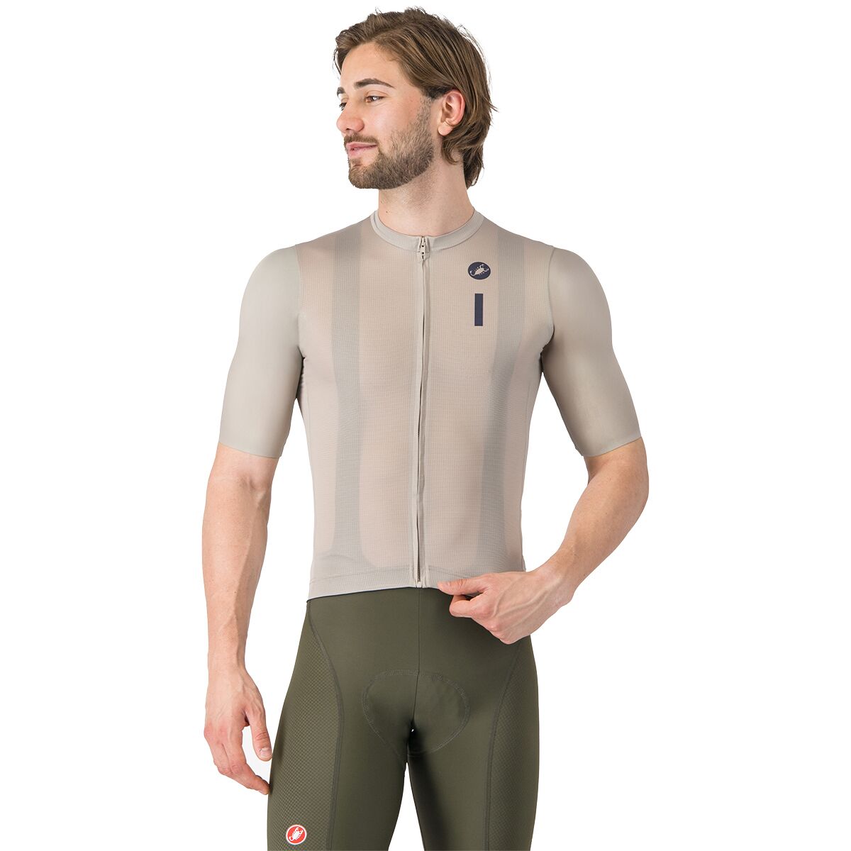 Image of Castelli Drittone Logo Jersey - Men's Clay/Belgian Blue, M